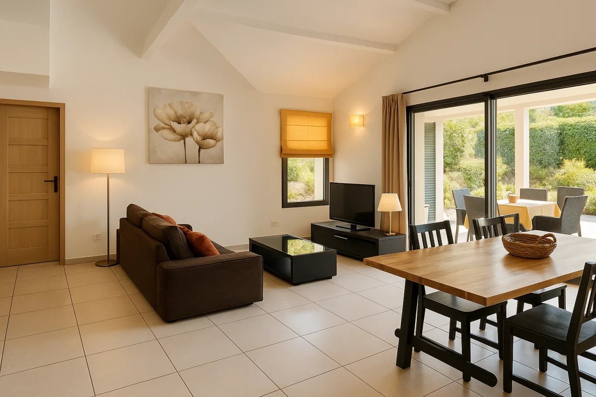 Les Chênes Lièges — living room, villa with a private pool in Figari
