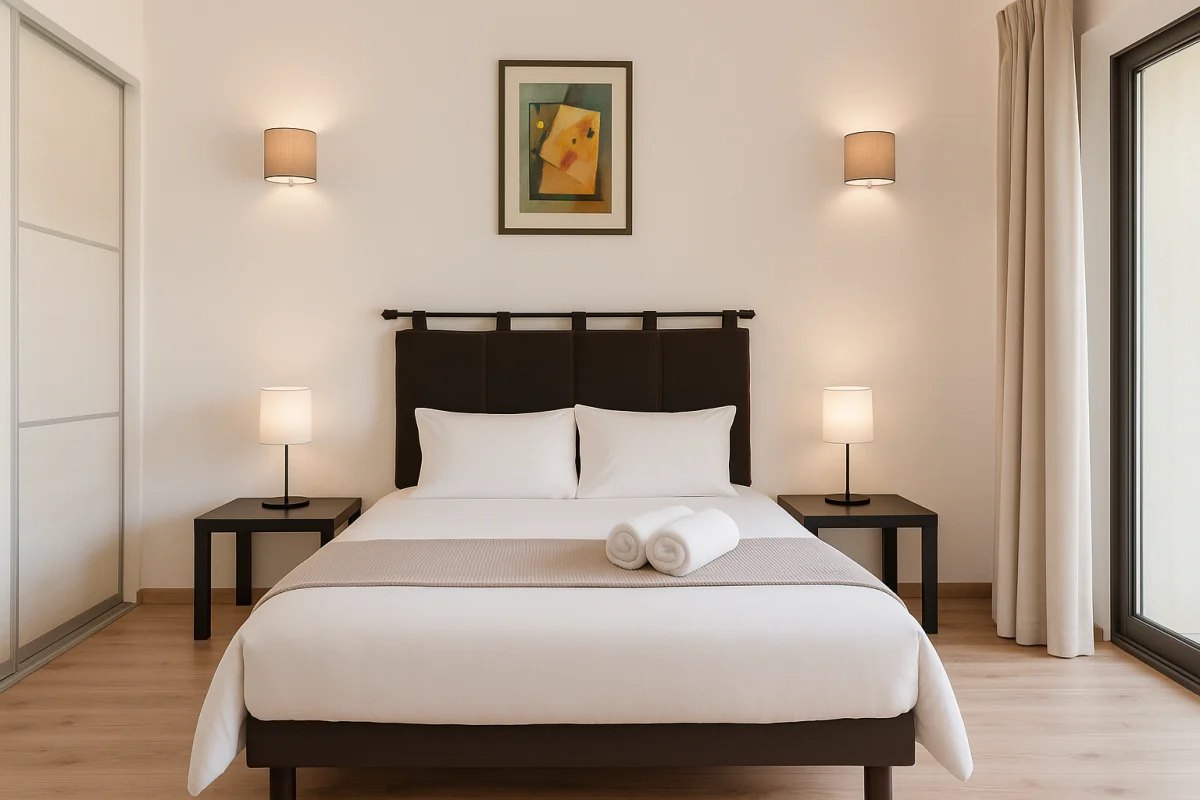 Les Chênes Lièges — bedroom double, villa with a private pool in Figari