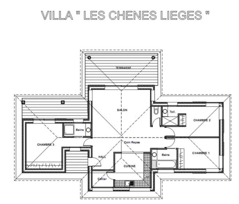 Les Chênes Lièges — floor plan villa, villa with a private pool in Figari