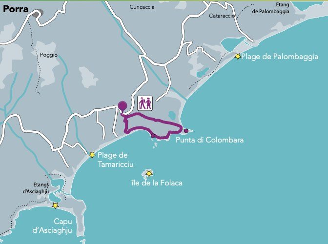 Carte du sentier Tamariccio Punta di Colombara
