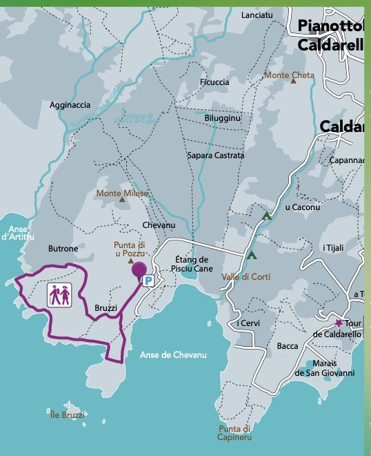 Carte du Bruzzi path à Pianottoli-Caldarello