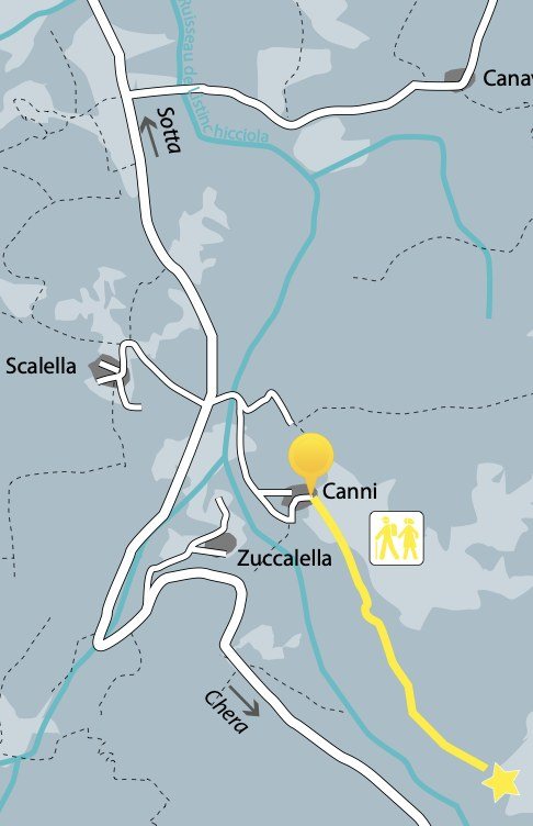 Carte du sentier de Canni depuis Sotta